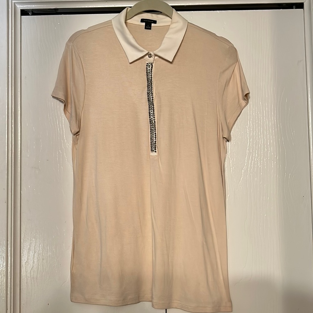 Cream and White Collared Blouse- Ann Taylor